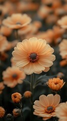 Soft focus of pale orange flowers