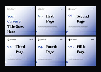 Modern 6 page carousel banner template design. Intagram carousel or linkedin social media carousel. Six page in portrait frame, © Tarek Digital