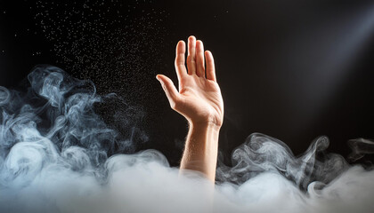 Hand Reach With Smoke Background, Hand Reach Visual Concept
