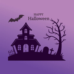 Happy hallowen banner vector, spooky hallowen background template