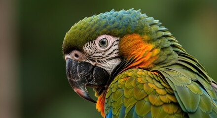 Fototapeta premium Colorful Parrot Profile Close-up Showing Detailed Plumage