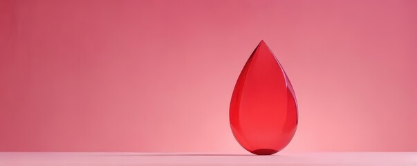 Fototapeta premium A vibrant red, pointed teardrop shape against a soft pink backdrop , abstract, visual, contemporary