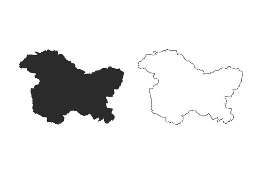 Jammu and Kashmir map vector silhouette isolated on white background