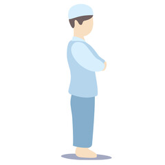 Muslim Boy Prayer Movement Illustration