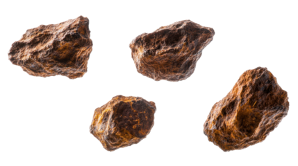 Flying Asteriods in Space with a Dark Background Featuring Unique Irregular Shapes and Textures