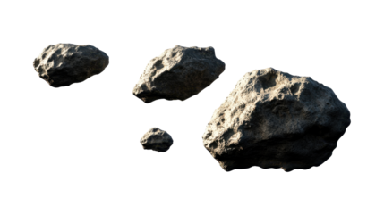 Flying Asteroids in a Cosmic Space Background with Rough Textures and Isolated Formation