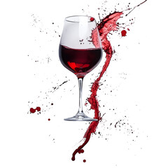 Glass of red wine isolated on white background