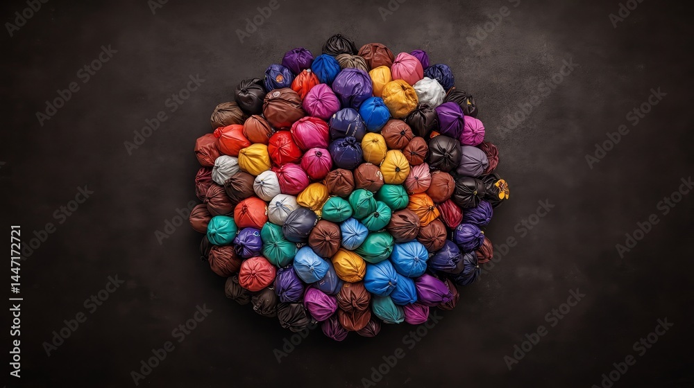 Poster overhead view showcases a stunning arrangement of vibrant culinary ingredients designed to resemble 