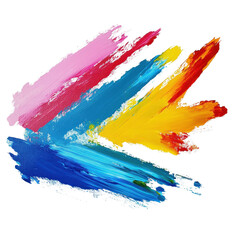 Colorful painted arrow design on blue surface with Transparent background showcasing vibrant brush strokes, colorful painted arrow on a blue surface, PNG background