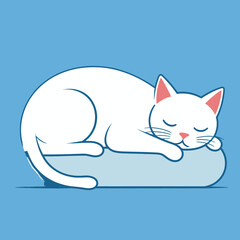 Fototapeta premium Cute_White_Cat_Sleeping_on_Cloud_Illustration_Adorable_Cartoon_Pet_Relaxing_Dreaming_Feline_Friend_Peaceful_Nap_Cozy_Rest_Blue_Background_Digital_Art_Animal_Lover