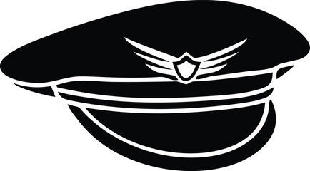 Unique and modern pilot hat silhouette vector illustration, pilot hat isolated line art vector logo icon design