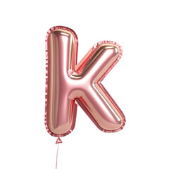 Rose Gold Balloon Letter K Alphabet Party Decor Festive Image isolated on transparent background