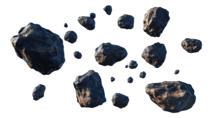 Flying Asteroids Scattering in Outer Space with a Dark Background and Cosmic Atmosphere