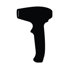 Silhouette of a handheld barcode vector scanner for retail inventory tracking purposes