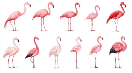 Obraz premium Aesthetic flamingo pattern for digital design with watercolor touch and soft pink color variations making it ideal for artistic background use
