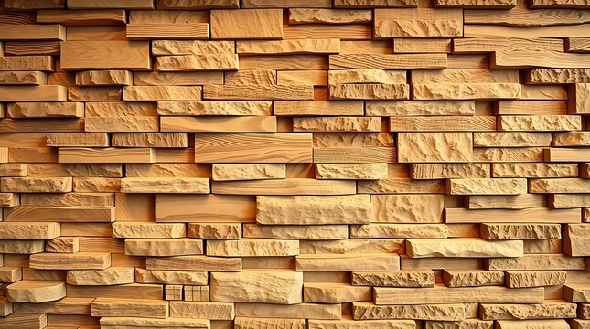 Abstract Wood Block Wall Texture - Modern Stock Photo for Interior Design and Backgrounds

