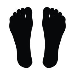 Black footprints facing forward, vector  illustrating foot anatomy on a white background