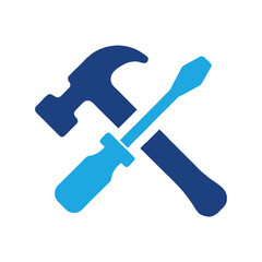flat icon of crossed hammer and screwdriver