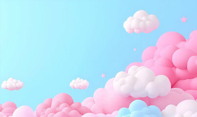 Dreamy Pastel Clouds Floating in a Bright Blue Sky Background