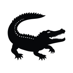 Naklejka premium Silhouette of a crocodile or alligator with visible sharp teeth and reptile features