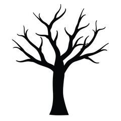 Silhouette of a bare tree isolated vector on white background for design elements