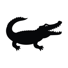 Naklejka premium Silhouette of a crocodile or alligator with visible sharp teeth and reptile features