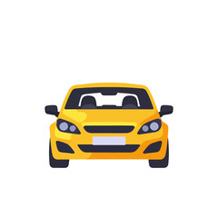 Obraz premium Yellow Car Illustration Front View_Automotive Design_Transportation Icon_Modern Vehicle Graphic_Car Enthusiast Image_Isolated Car on White Background
