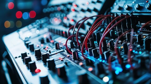 Modular synthesizer isolated on white background