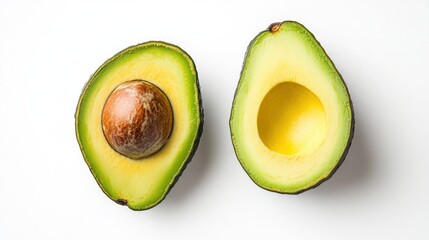 Two halves of an avocado