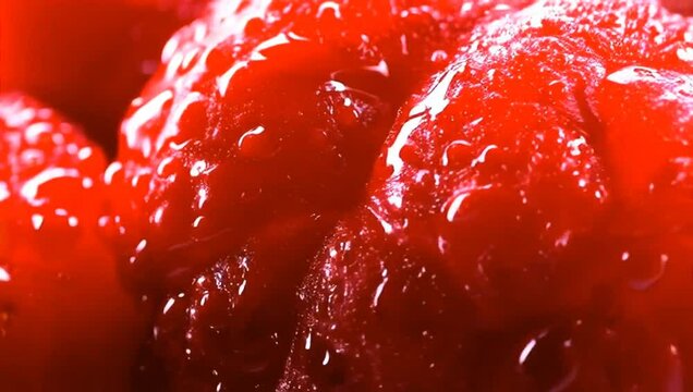  Extreme close-up of red strawberry jam
