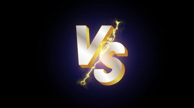 versus text animation with blue light and storm, team versus fight or battle scene with alpha layers. 4K animation