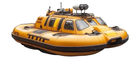 Orange Inflatable Rescue Craft Isolated Background Illustration