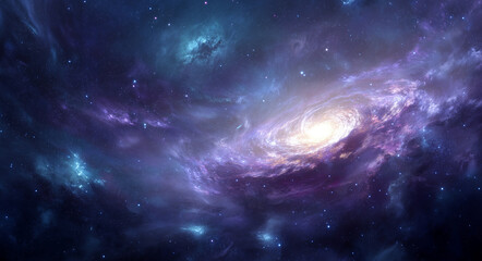 Obraz premium A swirling nebula of vibrant colors, resembling an ethereal cloud in space with stars and galaxies in the background