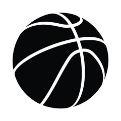 Naklejka premium Stylized Black and White Basketball vector Illustration with Distinct Curved Lines