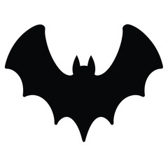 Stylized Silhouette of a Bat vector with Open Wings for Halloween Decoration