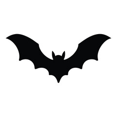 Isolated Black Bat Silhouette for vector Halloween Decoration or Spooky Theme Icon