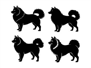 samoyed sihouette black vector bundle