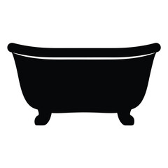 Isolated clawfoot bathtub silhouette in black and white, vector  perfect for relaxing baths