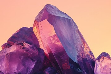 Obraz premium Vibrant crystal formations against a pastel backdrop.