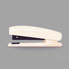 Stapler in minimalistic style on gray background  