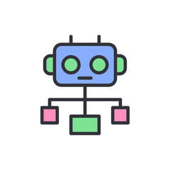 Deep learning colored icons, minimalist vector illustration ,simple transparent graphic element .Isolated on white background