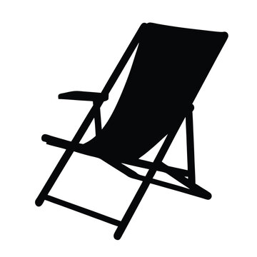 recommend clip art: Black silhouette of a folding beach chair, vector  isolated on white background