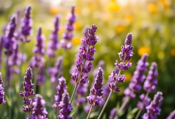 Obraz premium Vibrant purple lavender blossoms in summer sun, relaxing fragrance, violet, beauty