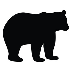Black bear silhouette standing isolated vector against a white background in nature