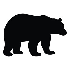 Monochromatic silhouette of a bear vector against a white background creates simplicity