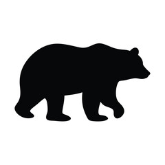 Black bear silhouette walking against a vector white background in a simple illustration