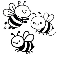 honey bee flying with friends with a smile