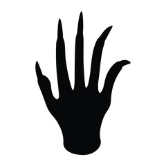 Obraz premium Stylized Silhouette of a Hand with vector Long Nails Suggesting Witch or Monster