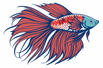 Fototapeta premium A Vibrant Betta Fish With Flowing Fins In Motion