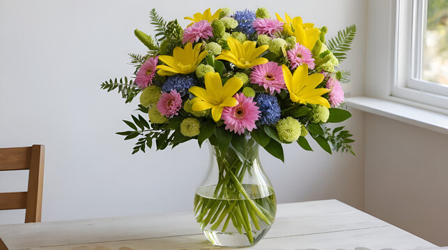 Bouquet de fleurs dans un vase  sur une table